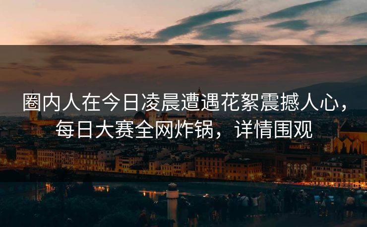 圈内人在今日凌晨遭遇花絮震撼人心，每日大赛全网炸锅，详情围观