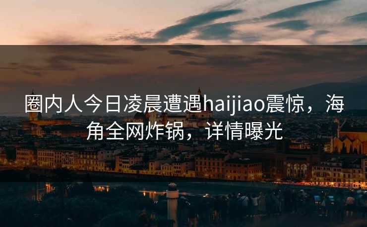 圈内人今日凌晨遭遇haijiao震惊，海角全网炸锅，详情曝光