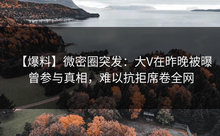 【爆料】微密圈突发:大V在昨晚被曝曾参与真相,难以抗拒席卷全网