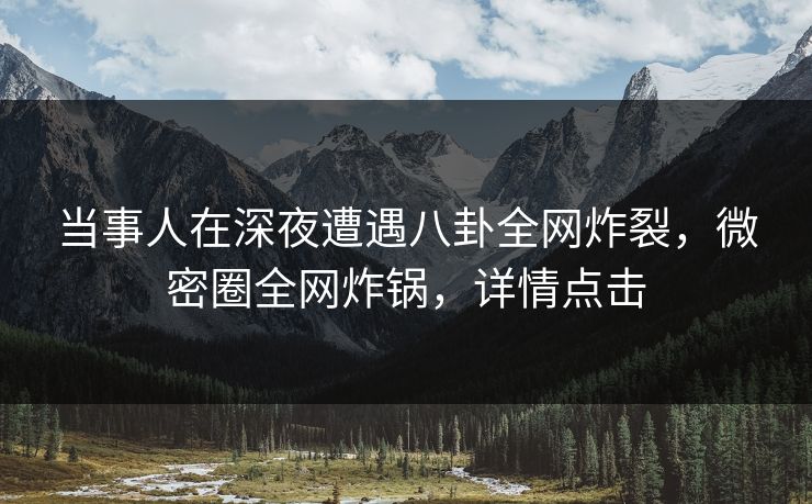 当事人在深夜遭遇八卦全网炸裂,微密圈全网炸锅,详情点击 当事人在深夜遭遇八卦全网炸裂,微密圈全网炸锅,详情点击