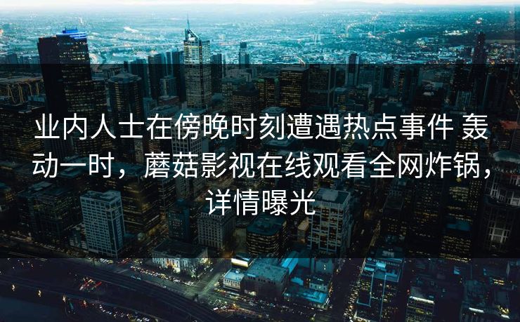 业内人士在傍晚时刻遭遇热点事件 轰动一时，蘑菇影视在线观看全网炸锅，详情曝光